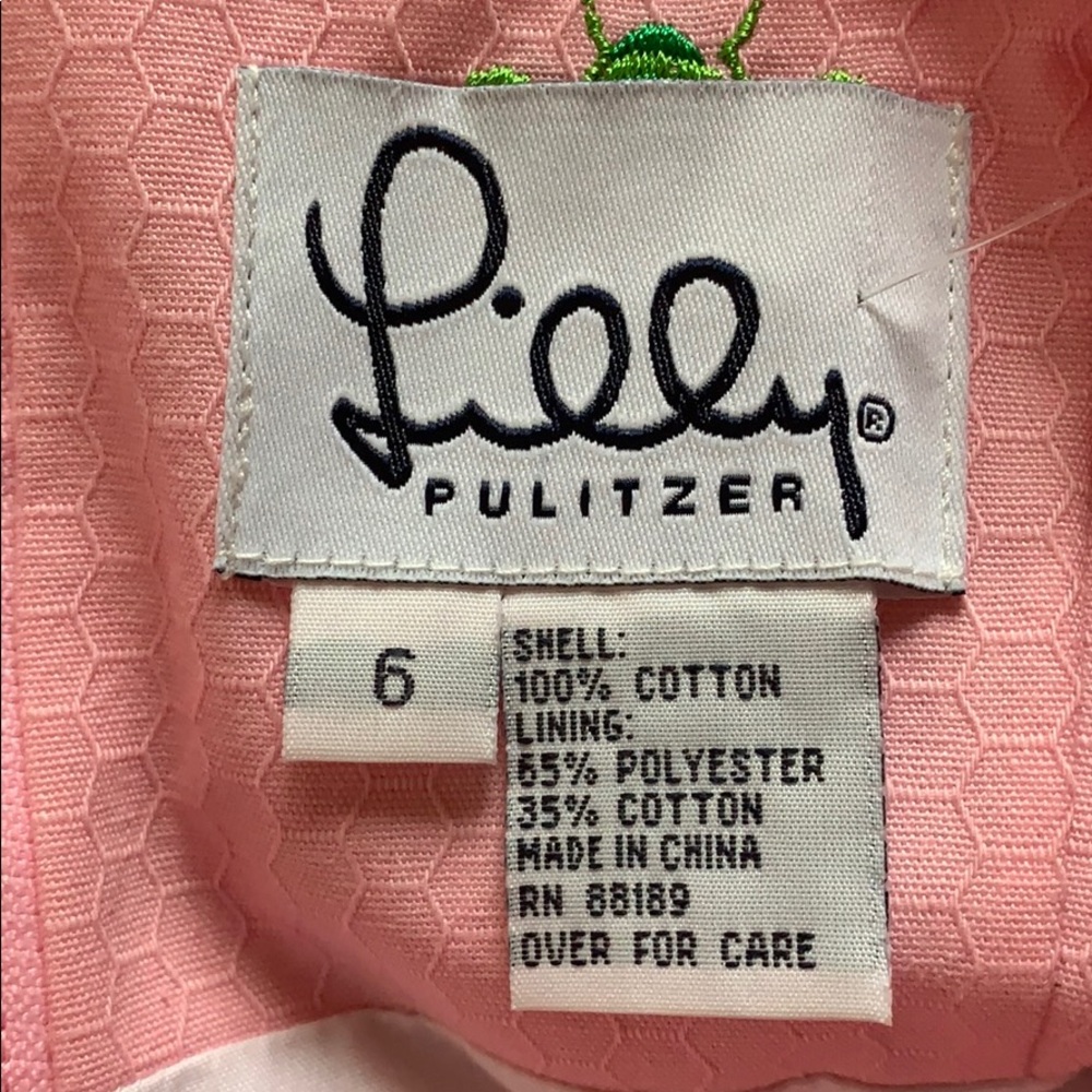 Lilly Pulitzer Pink High Neck Dress Green Bees - Picture 15 of 16
